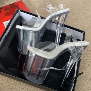 BRAND NEW PLEASERS 8 inch clear platform stripper heels